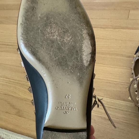 Black Valentino Rockstud Cage Flats - Picture 3 of 7